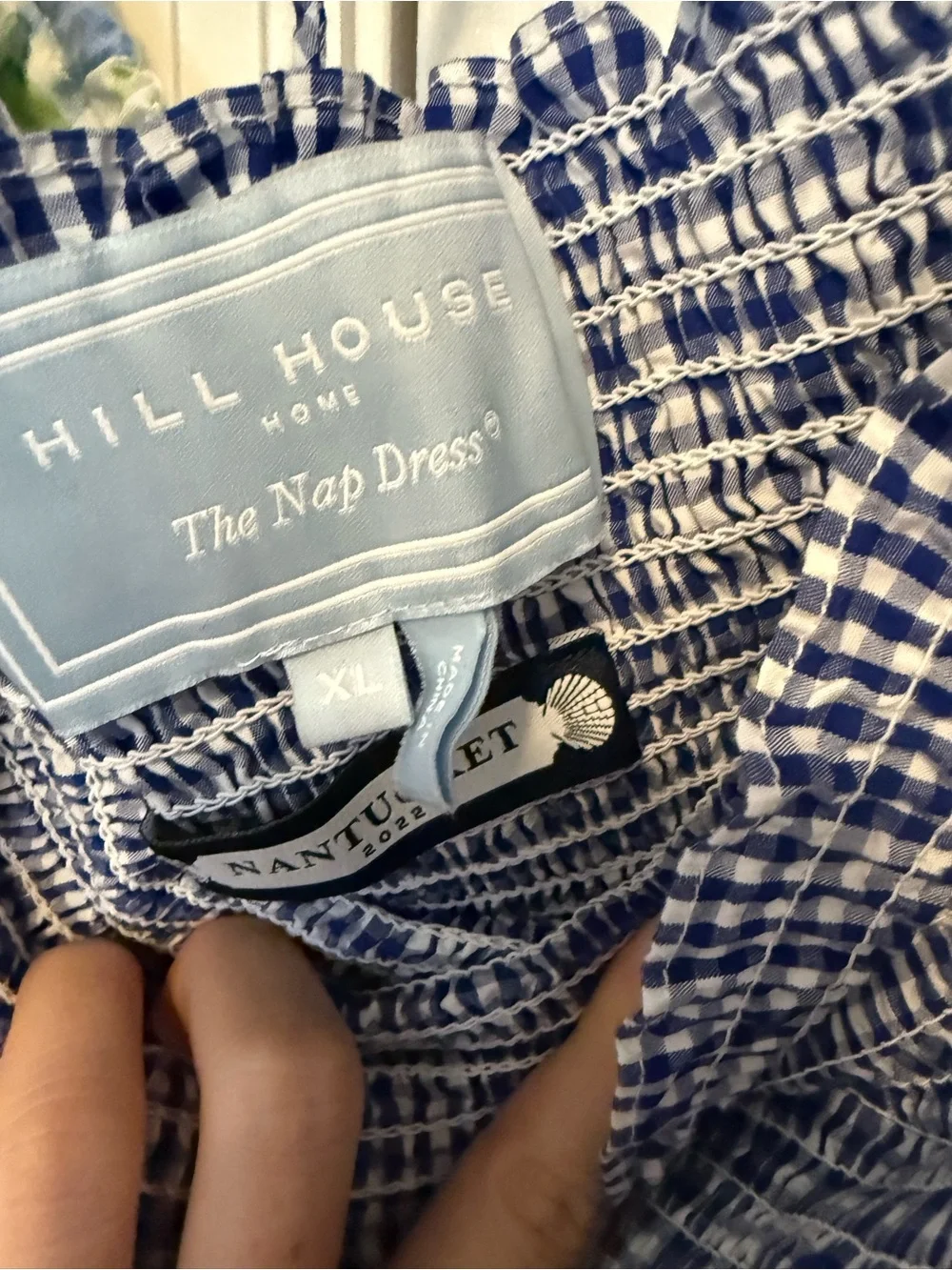 Hill House Nantucket Blue Gingham Smocked Puff Sleeve Dress - Picture 2 of 2